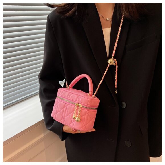 Pink Chic Mini Top Handle Quilted Chain Bag - Picture 2 of 5